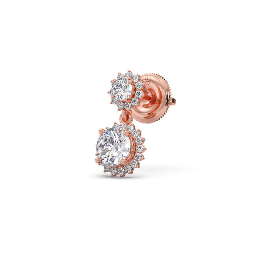 Double Halo Diamond Drop Earrings
