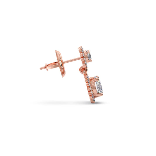 Double Halo Diamond Drop Earrings