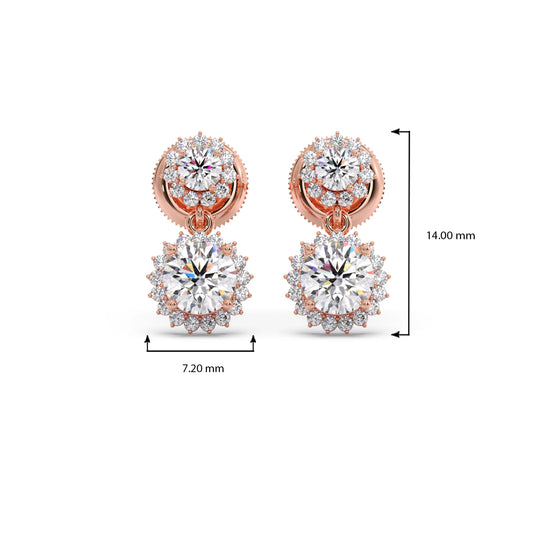 Double Halo Diamond Drop Earrings