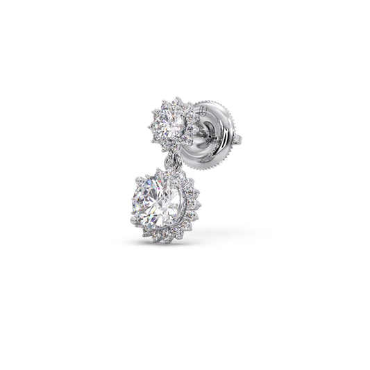 Double Halo Diamond Drop Earrings