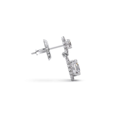 Double Halo Diamond Drop Earrings