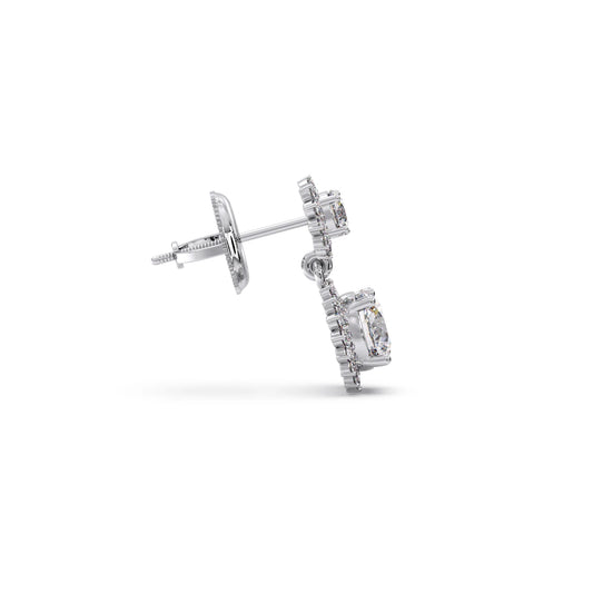 Double Halo Diamond Drop Earrings