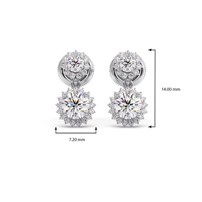 Double Halo Diamond Drop Earrings