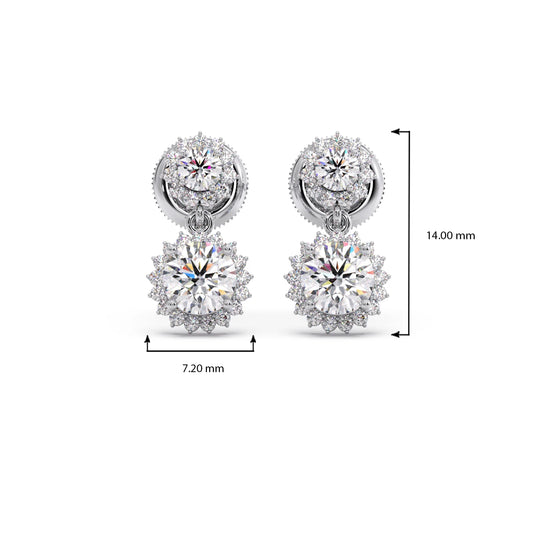 Double Halo Diamond Drop Earrings