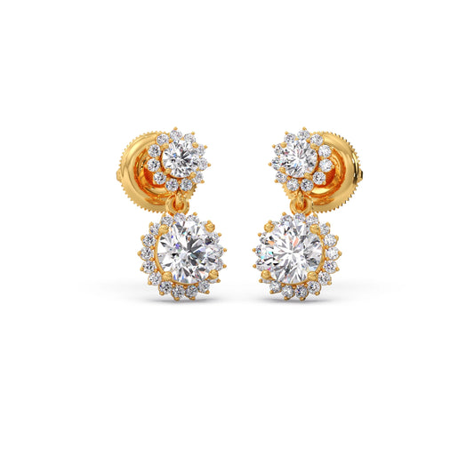 Double Halo Diamond Drop Earrings