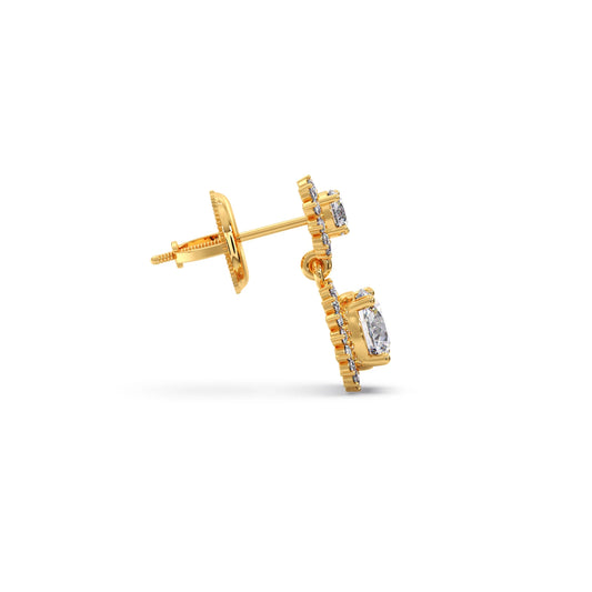 Double Halo Diamond Drop Earrings
