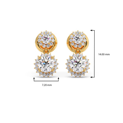 Double Halo Diamond Drop Earrings