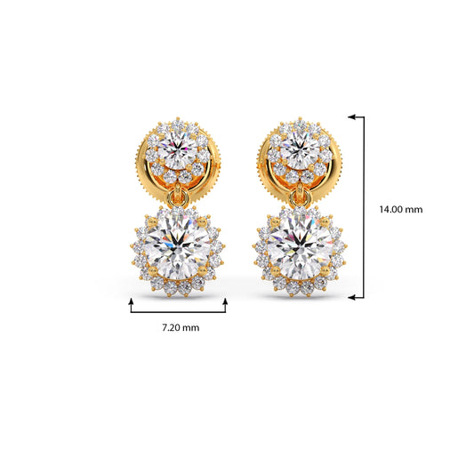 Double Halo Diamond Drop Earrings