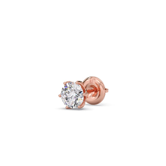 6 prong solitaire stud 1.5 cts