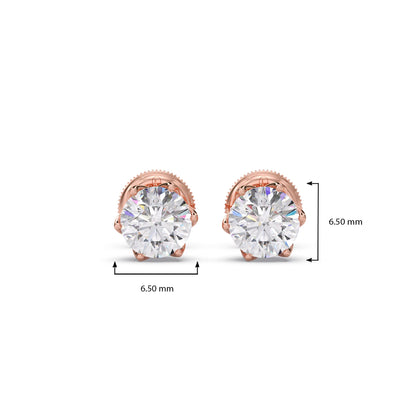 6 prong solitaire stud 1.5 cts