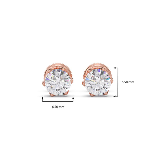 6 prong solitaire stud 1.5 cts