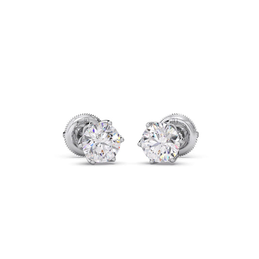 6 prong solitaire stud 1.5 cts