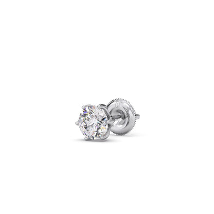 6 prong solitaire stud 1.5 cts