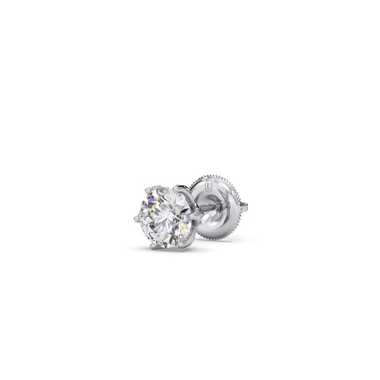 6 prong solitaire stud 1.5 cts