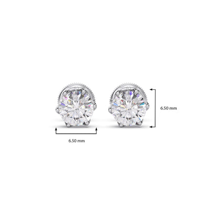 6 prong solitaire stud 1.5 cts