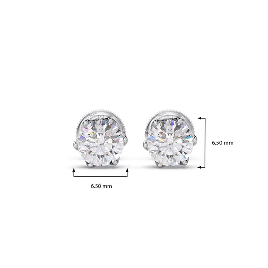 6 prong solitaire stud 1.5 cts
