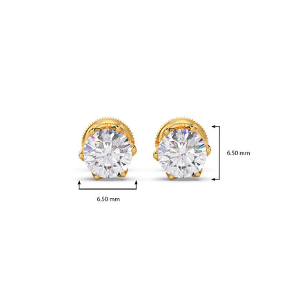 6 prong solitaire stud 1.5 cts