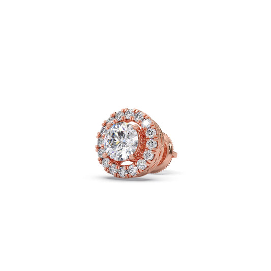 Round Shape LGD Earrings with Halo Setting
