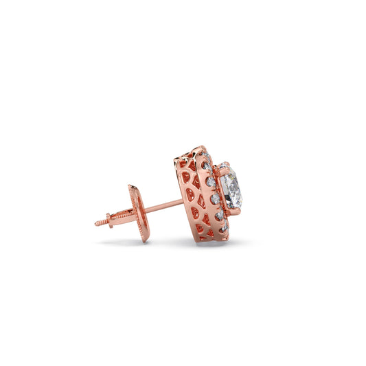 Round Shape LGD Earrings with Halo Setting