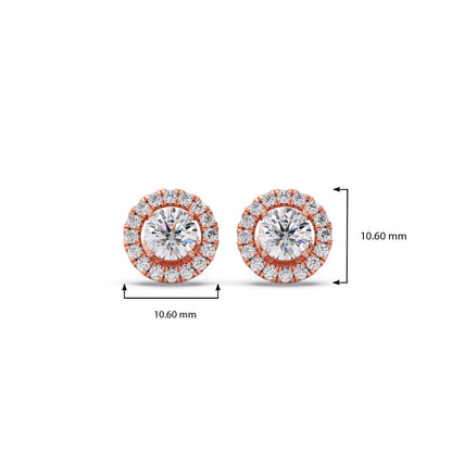 Round Shape LGD Earrings with Halo Setting