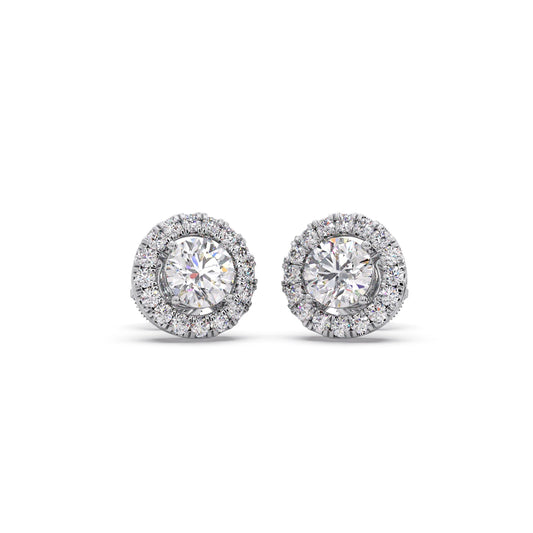 Round Shape LGD Earrings with Halo Setting