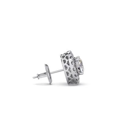 Round Shape LGD Earrings with Halo Setting