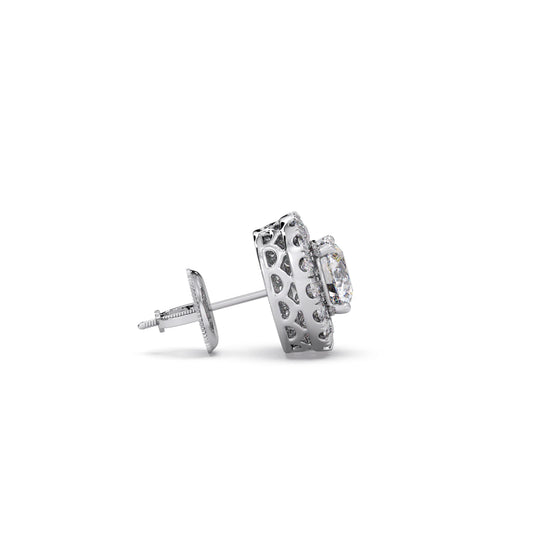 Round Shape LGD Earrings with Halo Setting