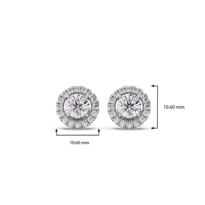 Round Shape LGD Earrings with Halo Setting