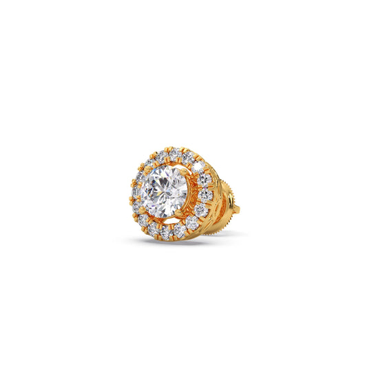 Round Shape LGD Earrings with Halo Setting