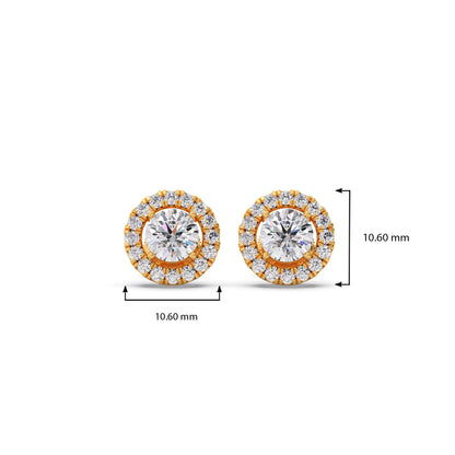 Round Shape LGD Earrings with Halo Setting