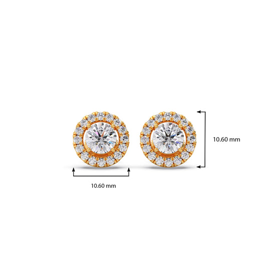 Round Shape LGD Earrings with Halo Setting