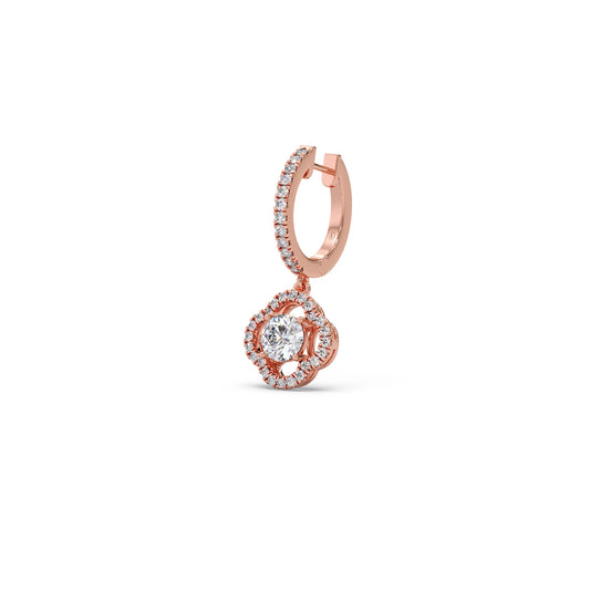 Floral Halo Diamond Hoop Earrings