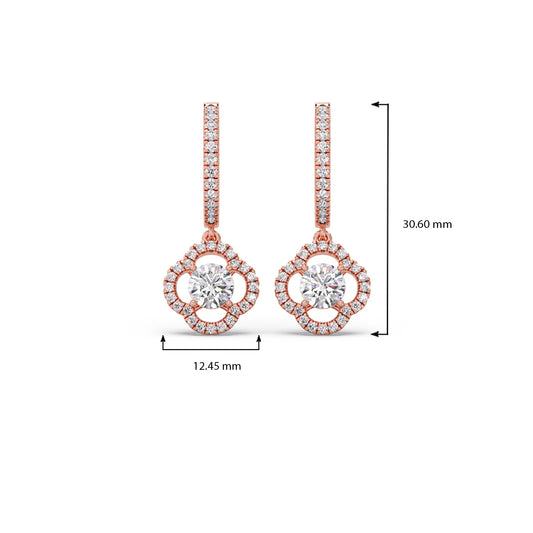 Floral Halo Diamond Hoop Earrings