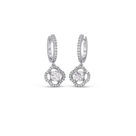 Floral Halo Diamond Hoop Earrings