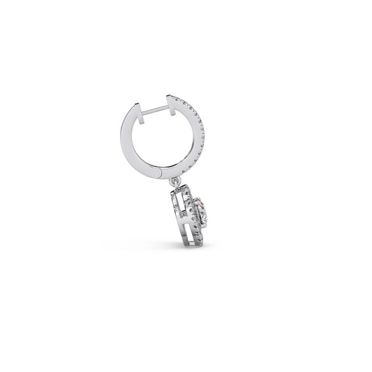Floral Halo Diamond Hoop Earrings