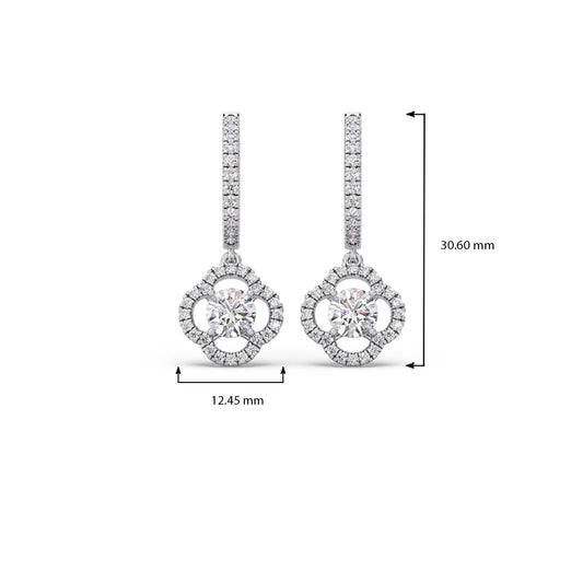 Floral Halo Diamond Hoop Earrings