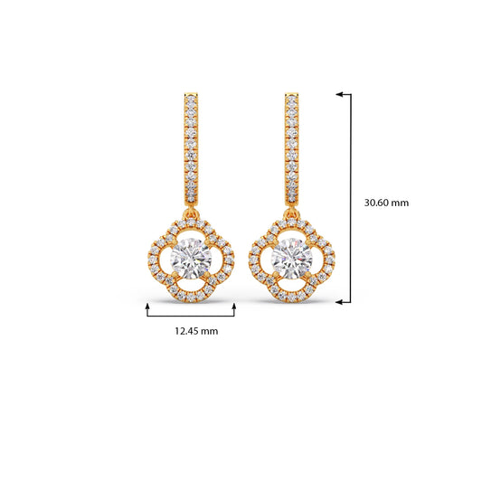 Floral Halo Diamond Hoop Earrings