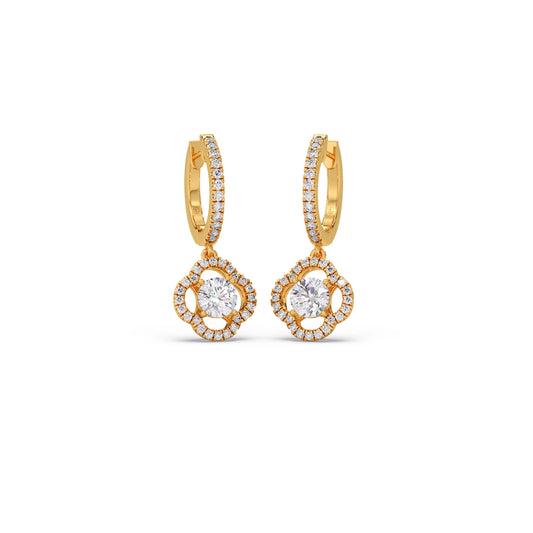 Floral Halo Diamond Hoop Earrings