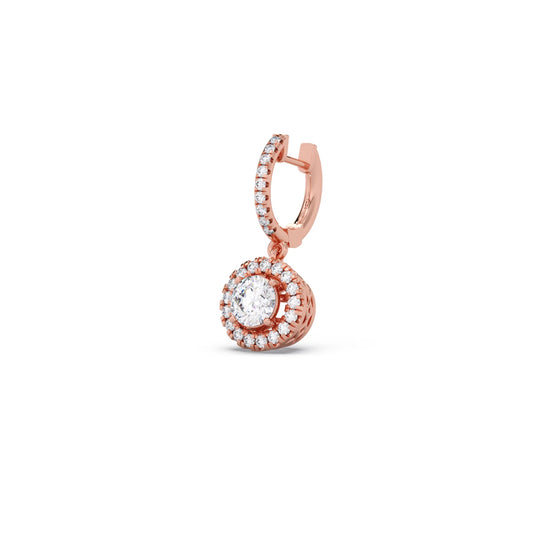 Halo Round Brilliant Drop Hoop Earrings