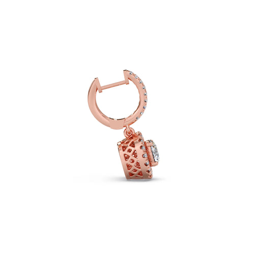 Halo Round Brilliant Drop Hoop Earrings
