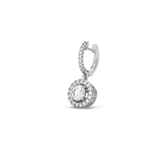 Halo Round Brilliant Drop Hoop Earrings