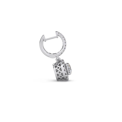 Halo Round Brilliant Drop Hoop Earrings