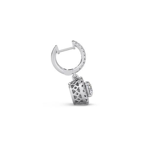 Halo Round Brilliant Drop Hoop Earrings