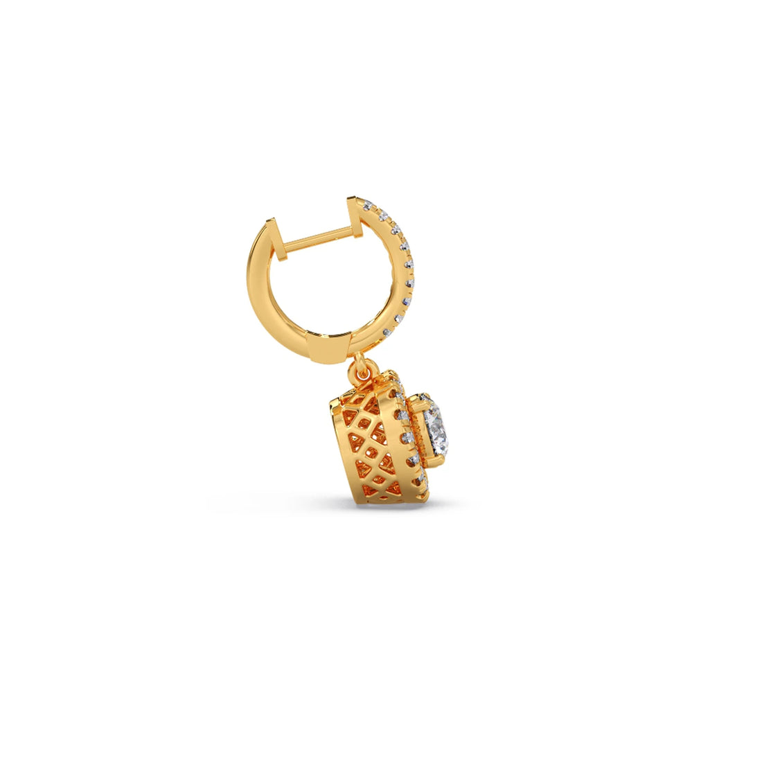 Halo Round Brilliant Drop Hoop Earrings