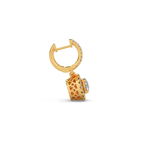 Halo Round Brilliant Drop Hoop Earrings