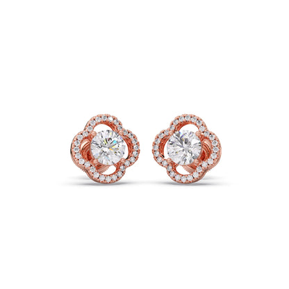 Floral Diamond Halo Studs