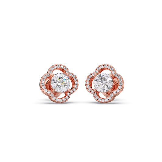 Floral Diamond Halo Studs