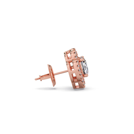 Floral Diamond Halo Studs