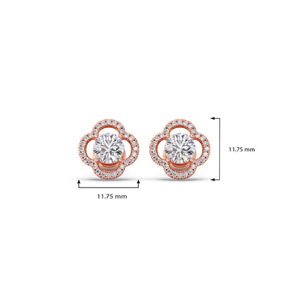 Floral Diamond Halo Studs