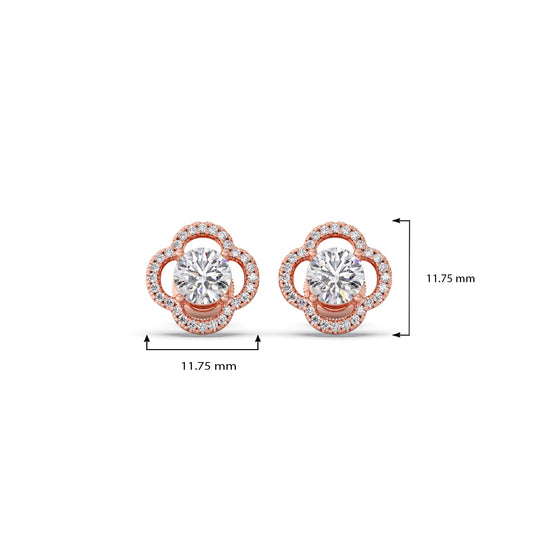Floral Diamond Halo Studs